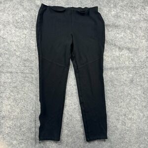Eileen Fisher Pants Womens M Black Pull On Ankle Zip Stretch Ponte Knit Leggings
